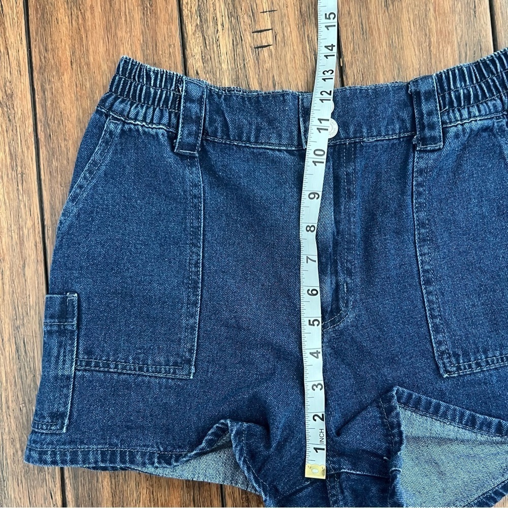 Vanilla Star High Waist Denim Shorts Size 7 Vintage Cargo Elastic Stretch Retro - Picture 7 of 10
